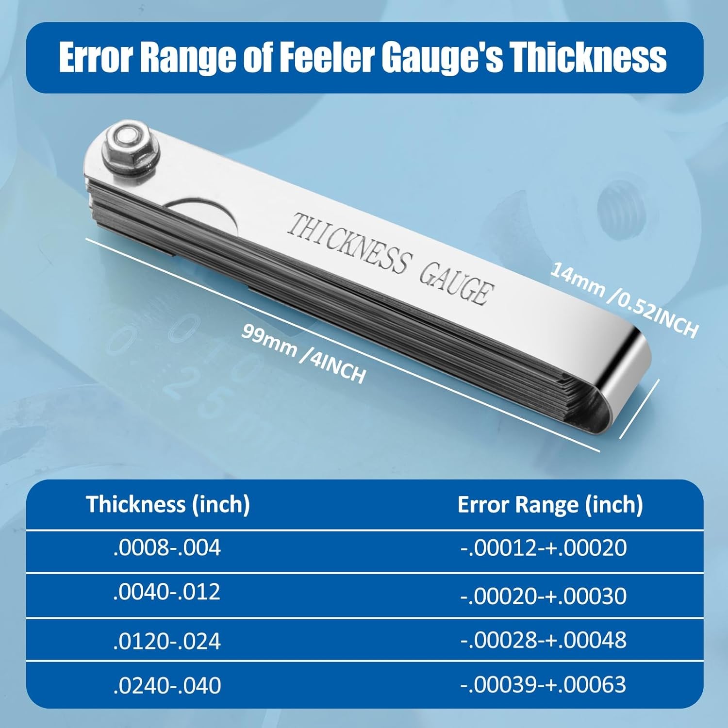 Feeler Gauge Set Stainless Steel Thickness Gauge 32 Blades 0.04-0.88 mm