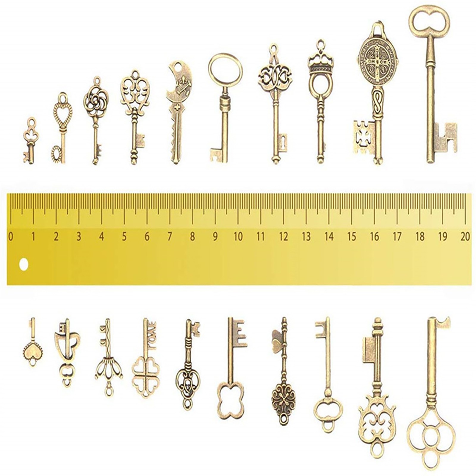 125pcs/Set Vintage Style Antique Mixed Skeleton Keys Furniture Cabinet Old Lock