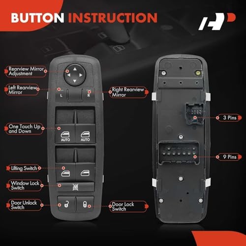 3+9 Pins Master Power Window Switch Compatible with 2013-2015 Ram 1500 2500