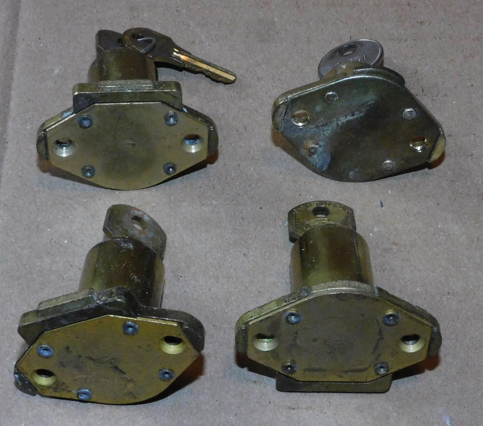 Lot of 4 Vintage Cabinet Locks (3) Corbin Cabinet Div. Lock