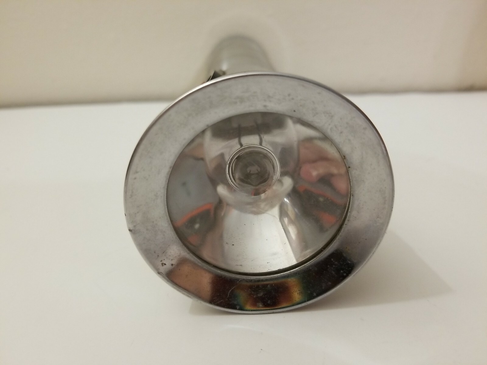 Vintage Eveready Energizer Union Carbide Metal Chrome Flashlight , 7 1/2″