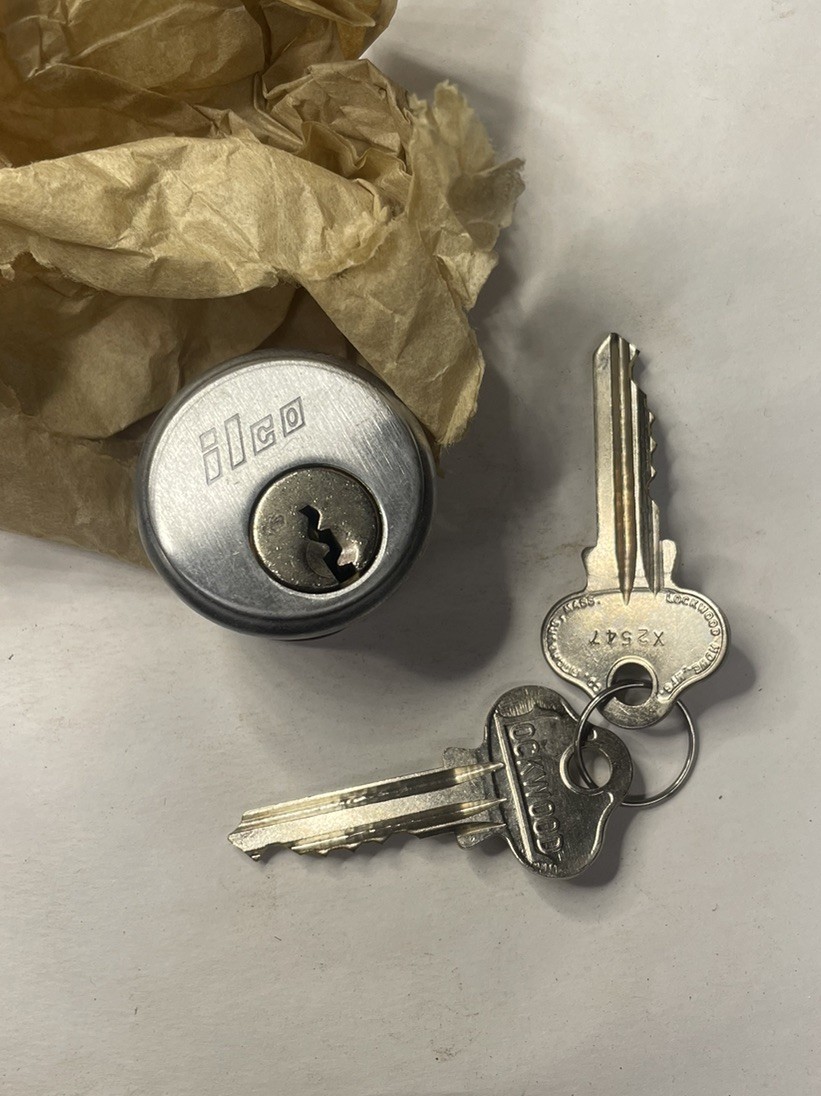 Lockwood 1” Mortise Cylinder By Ilco 26d 2 Keys Vintage Stock Adams Rite Cam