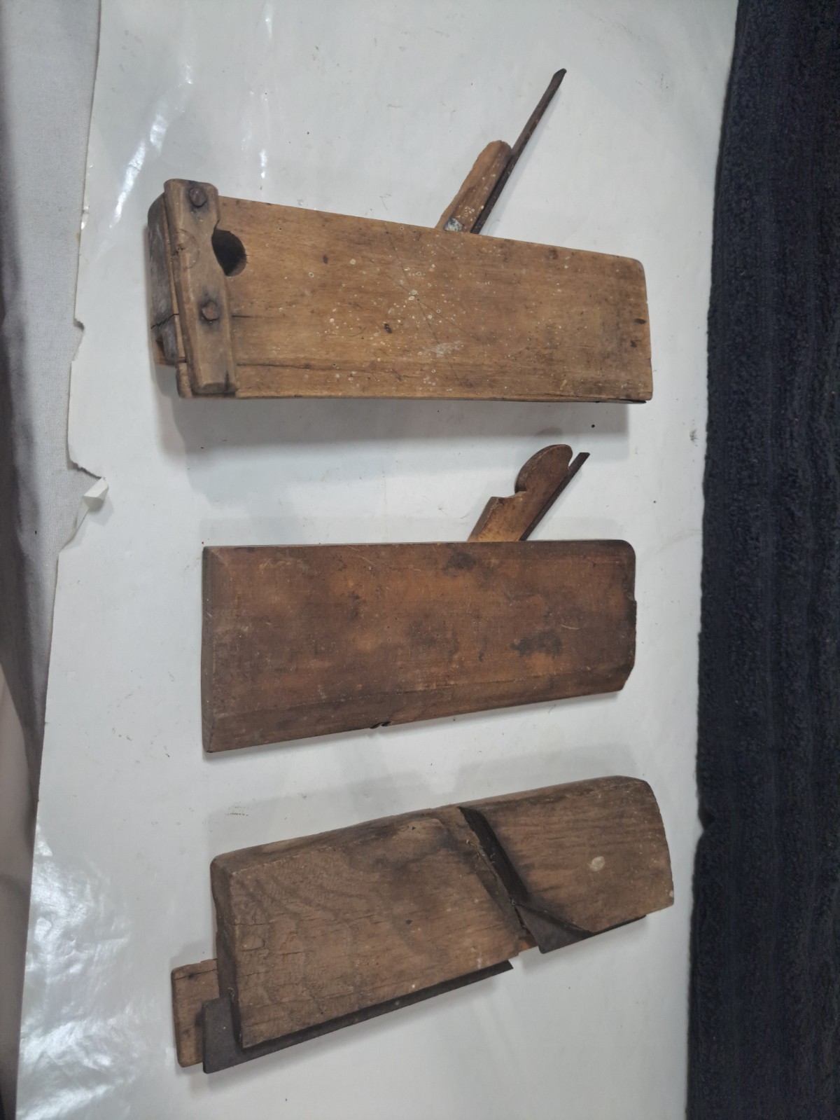 3 Primitive Antique Homemade Wood Planer 10.5 by 2.5 inches