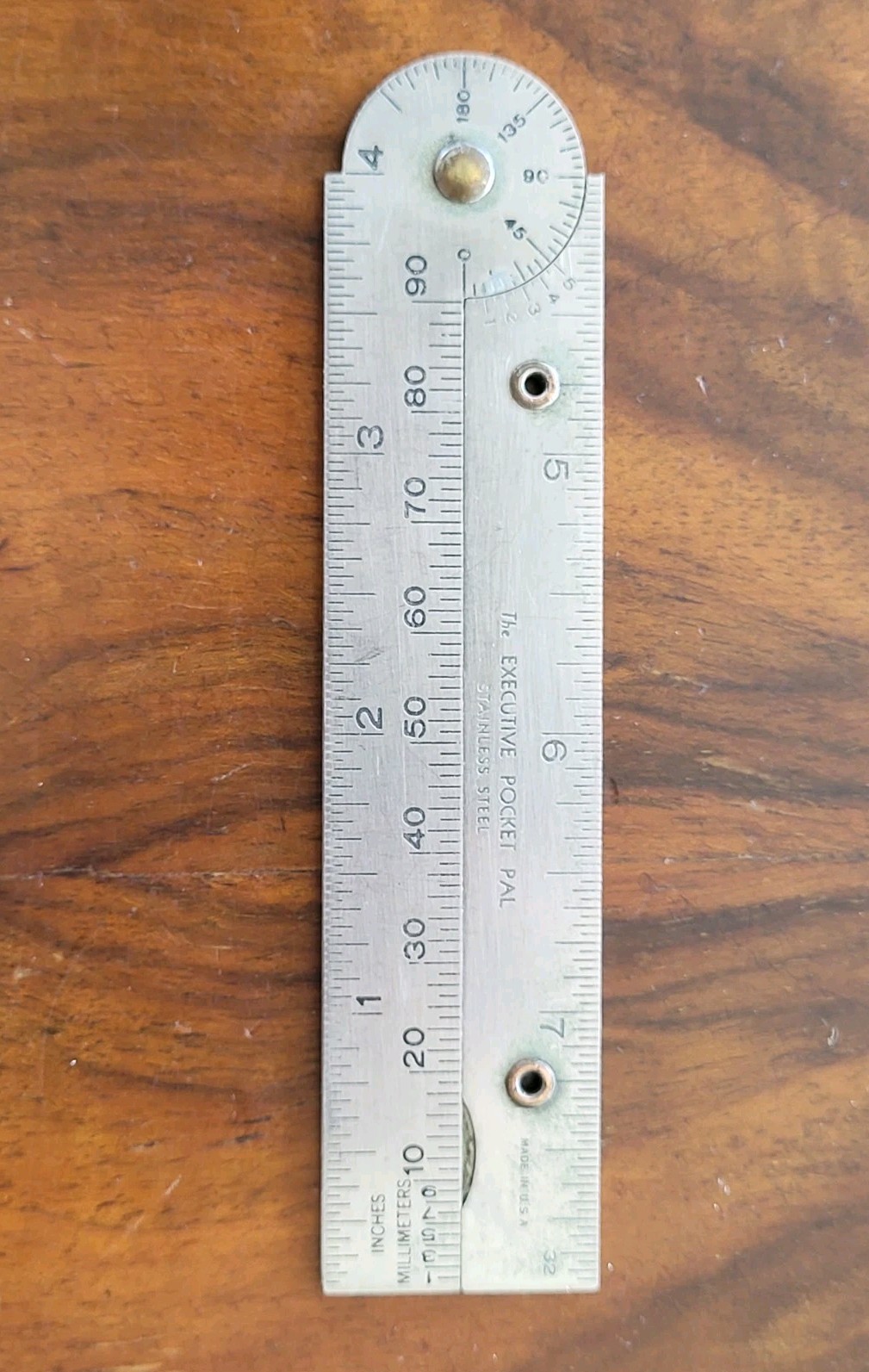 The Executive Pocket Pal Stainless Steel Folding Rule Tool/Decimal Equivalents