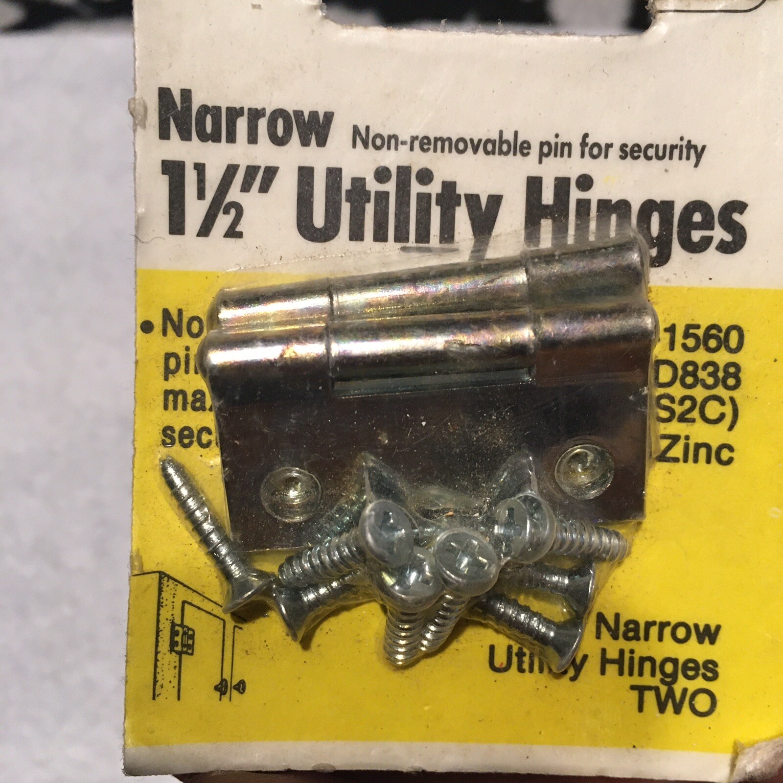 Lot of 2 Set 1 1/2″ Stanley Narrow Zinc Utility Hinges 75-1950 & Set 1″ Brass