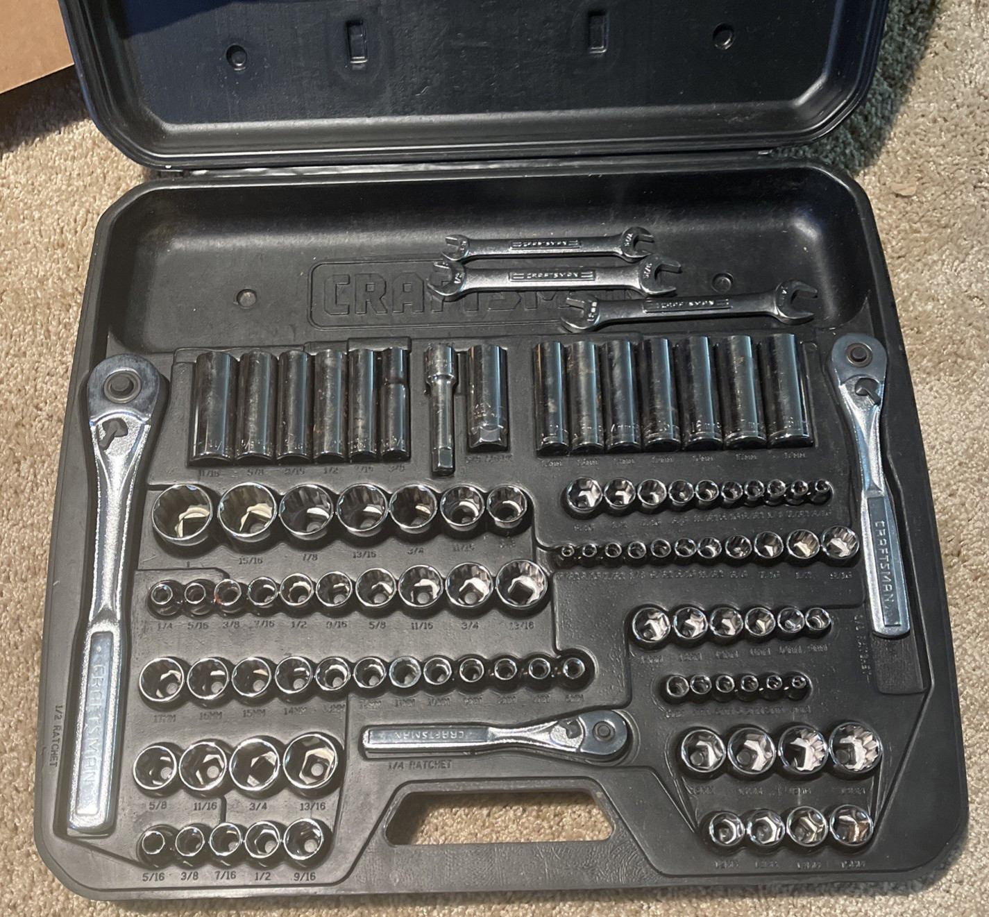 Craftsman 33101 101pc SAE&Metric Mechanics Tool Set + Extras (1-Missing Wrench)