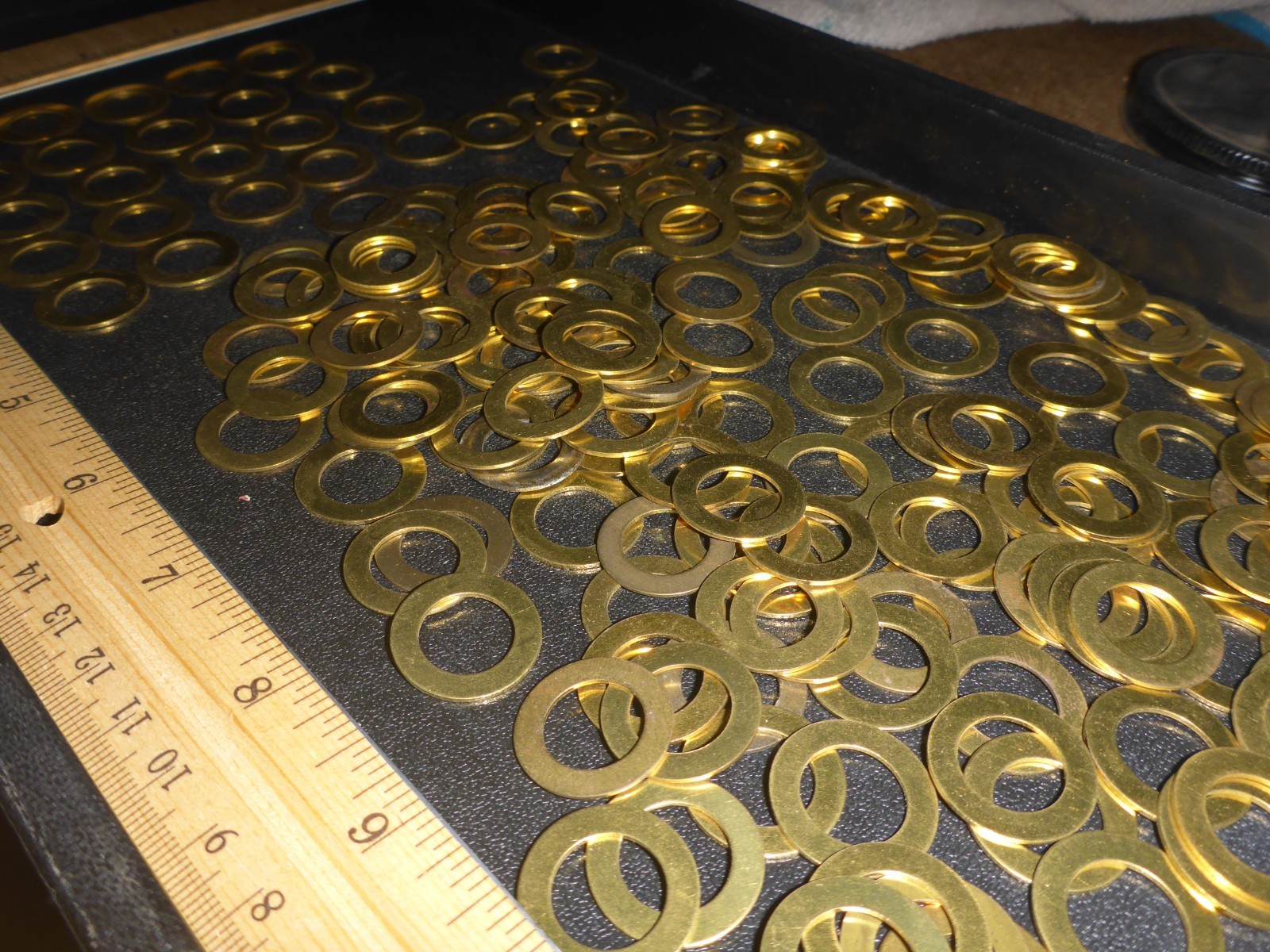 190 New Old Stock Solid Brass Flat Washers Friction Rings 13/16″ OD & 1/2″ ID