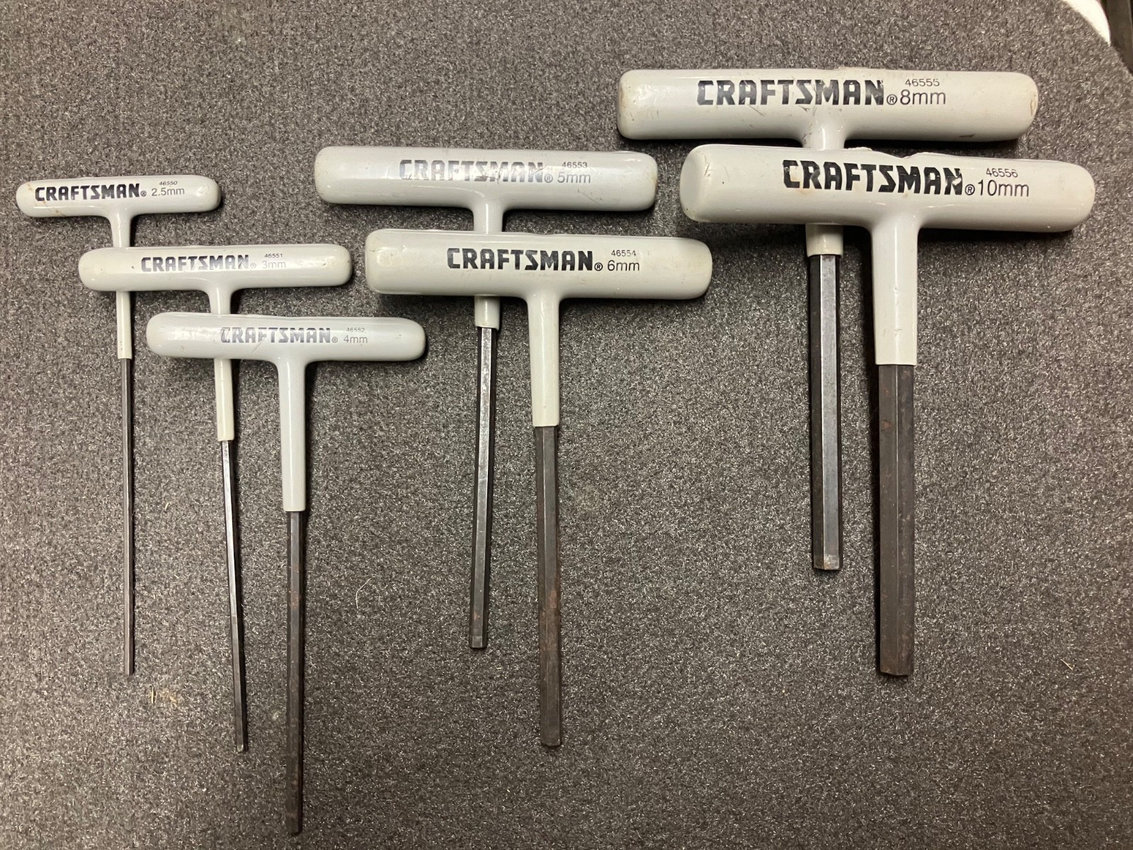 (7) PIECE VINTAGE CRAFTSMAN METRIC T-HANDLE HEX WRENCHES -(f)