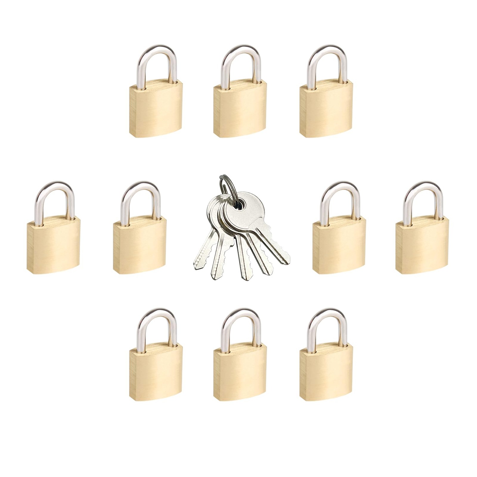 3/4″ (20mm) Mini Padlocks – 10 Pack Keyed Alike Small Solid Brass Locks with …