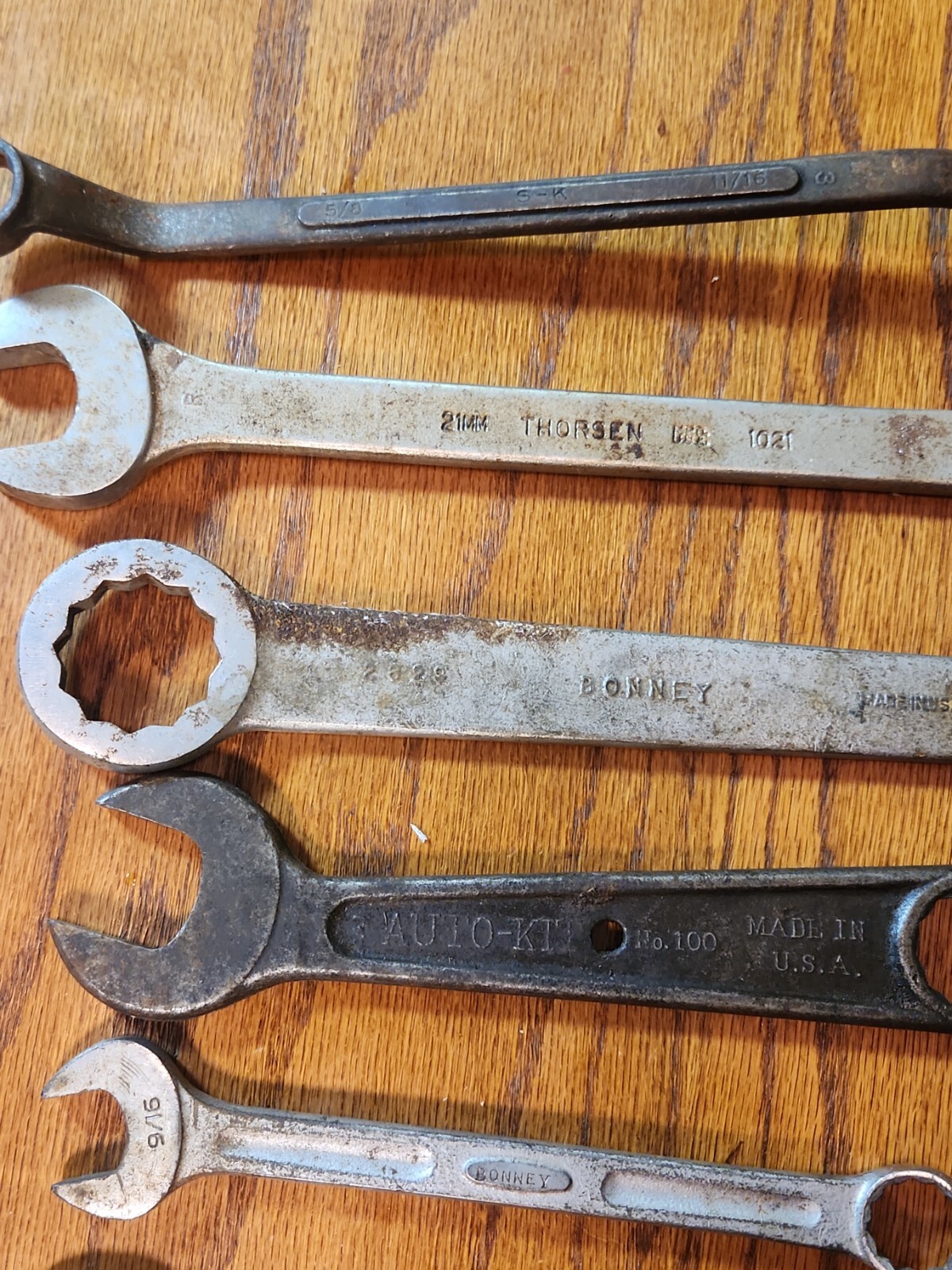 Vintage LOT Of 12 Forged Combination Wrenches Open End USA SK Bonney Auto Kit