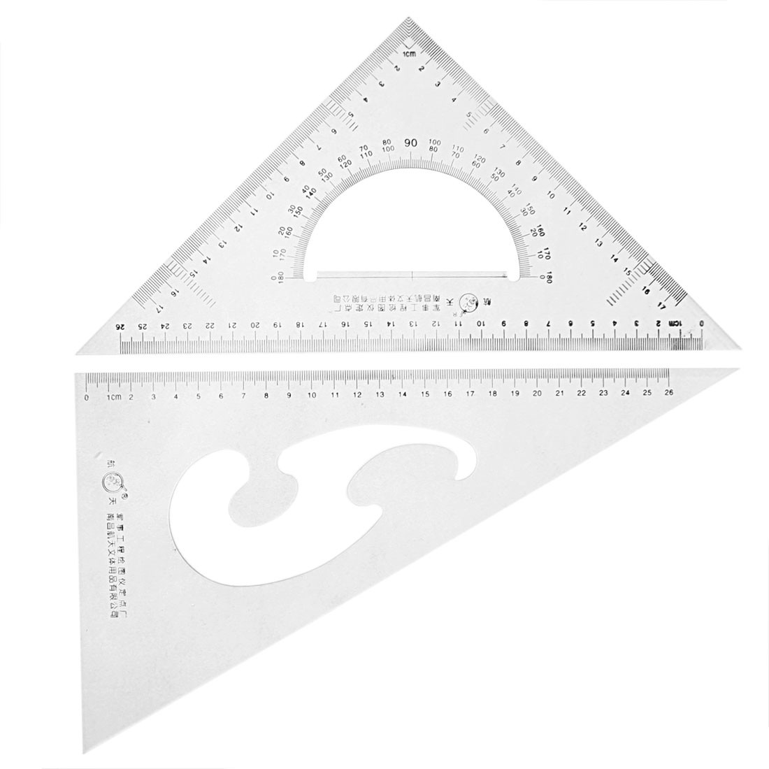 Stationery 30/60 45 Degree Triangle Rulers Protractor Drawing Set 2 Pcs