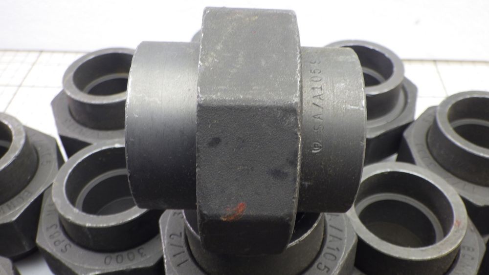Lot of 13 Bonney Forge 1-1/2″ Class 3000 Union Socket Weld SA/A105 SP83 NOS