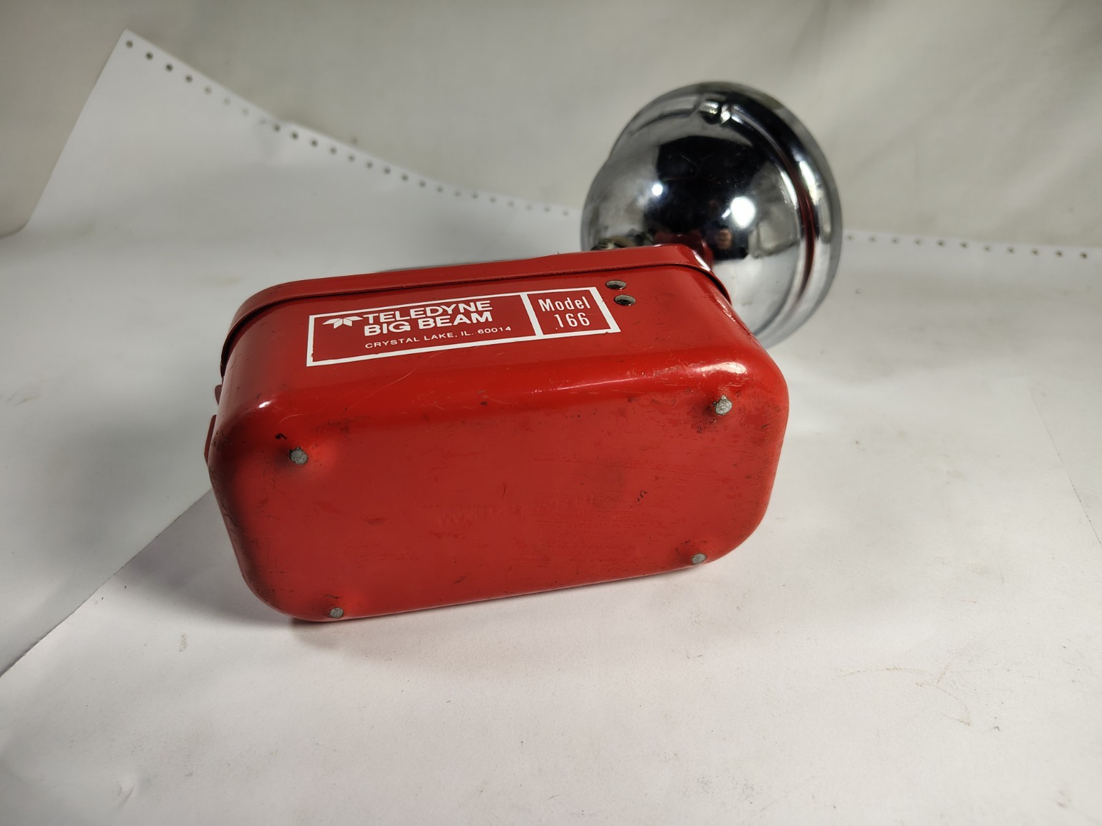 Vintage Teledyne Big Beam Model 166 Red Metal Flashlight Lantern Spotlight
