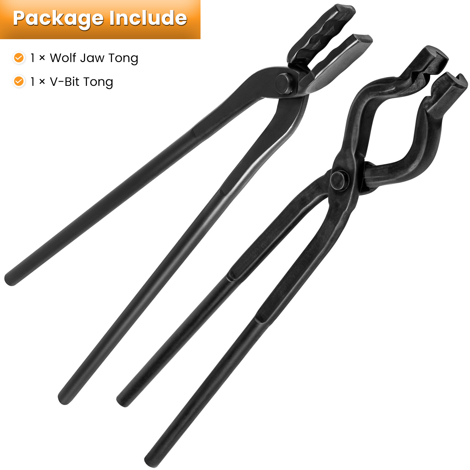 Knife Making Tongs Set Blacksmith Bladesmith Wolf Jaw V-Bit Tongs Kit Forge 2pcs