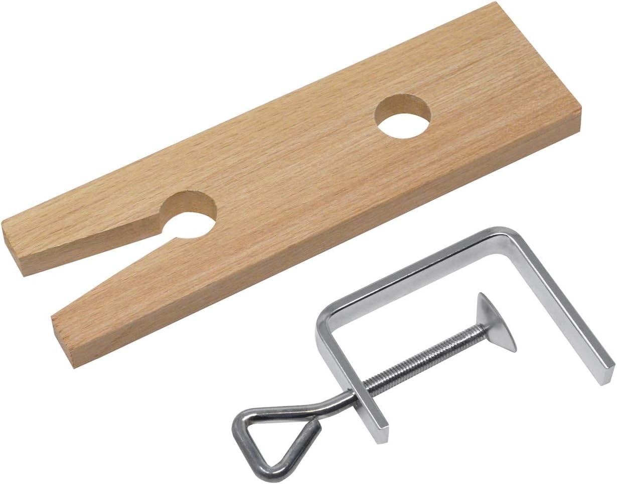 TAURISH Wooden Bench Pin with V-Slot and C-Clamp Medium, Silver