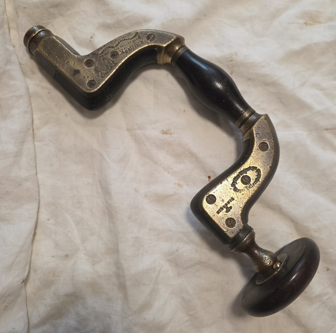 Antique William Marples Ultimatum Ebony & Brass Brace