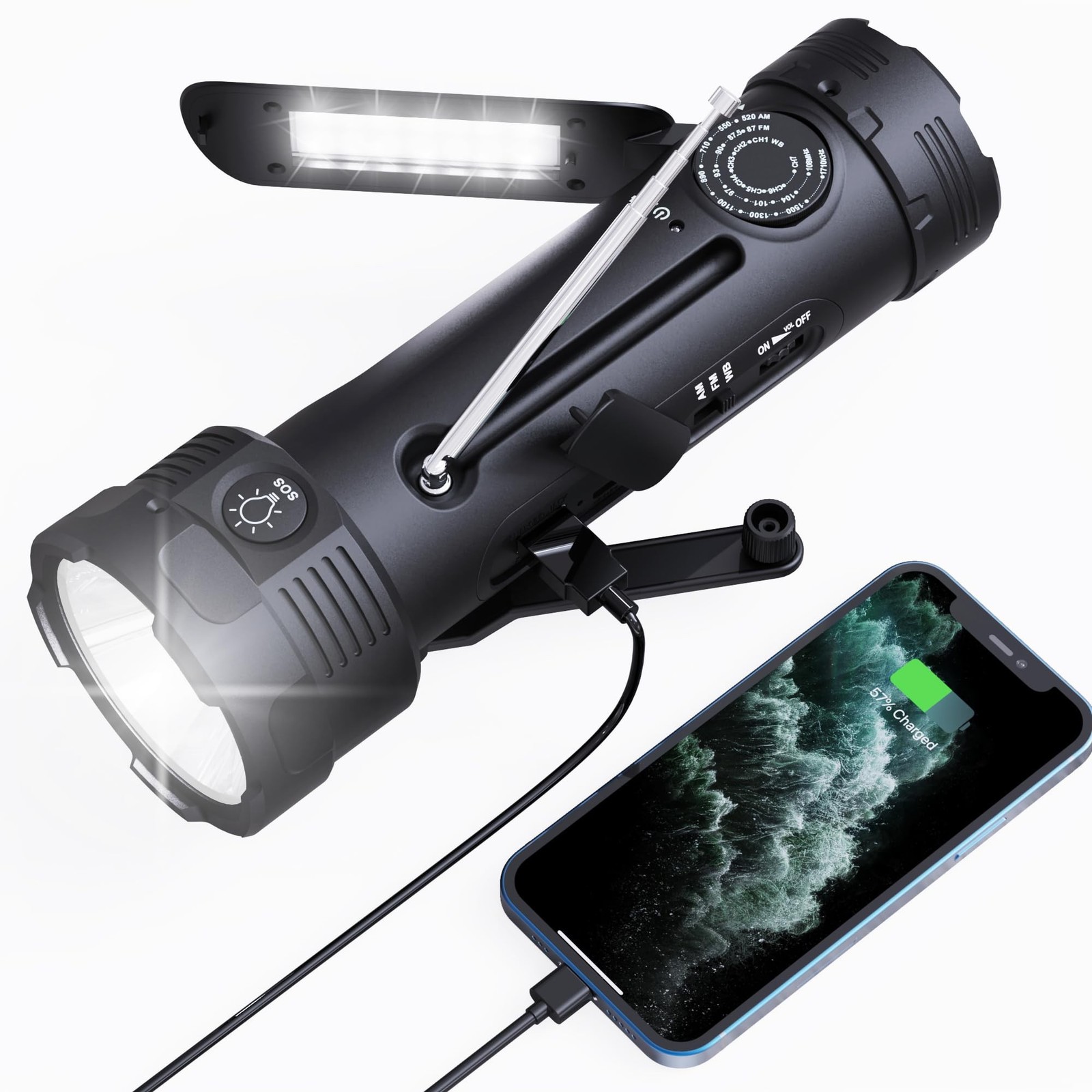 PPLEE Emergency Weather Radio NOAA Certified, Hand Crank Solar Flashlight Rad…
