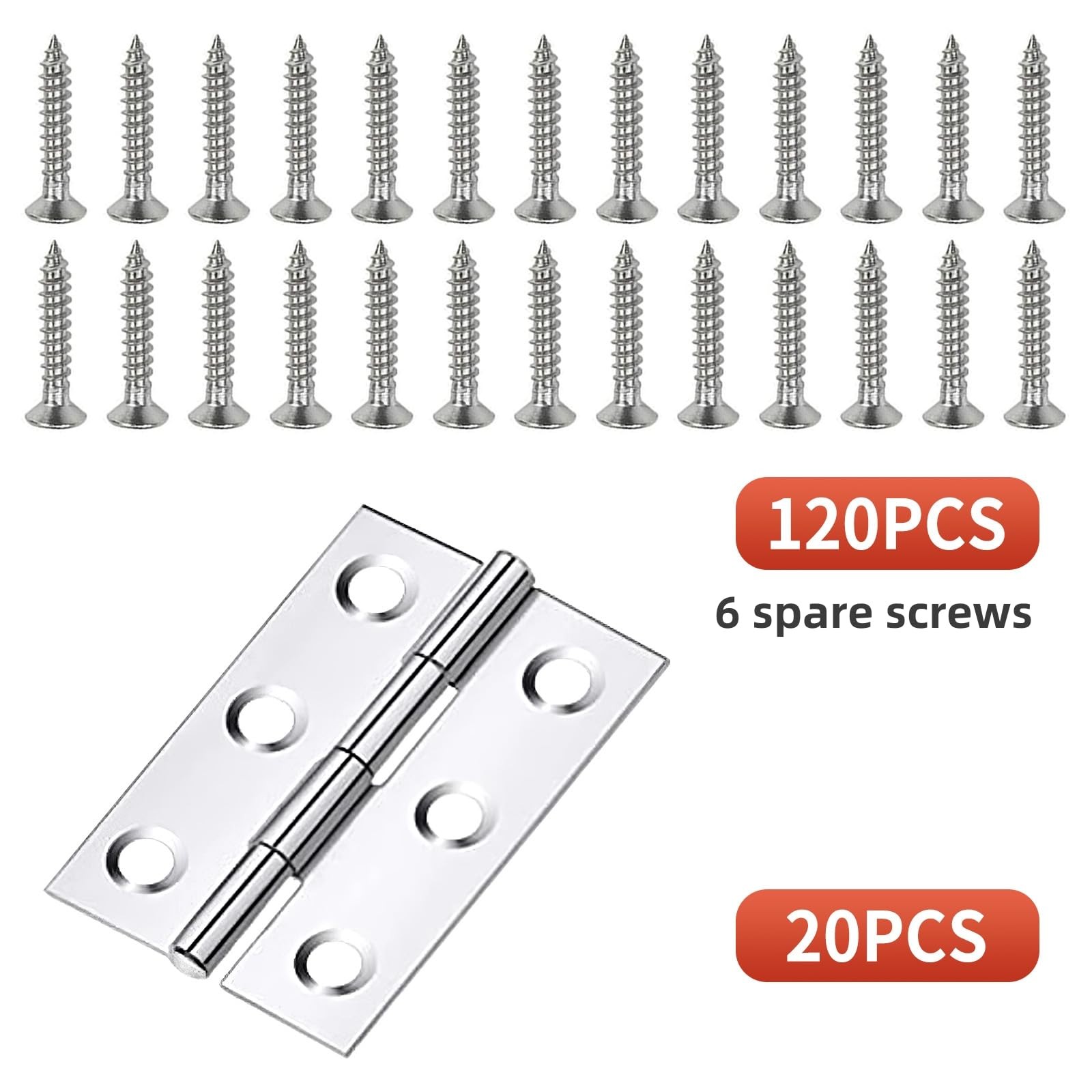20Pcs 2 Inch Stainless Steel Folding Hings for Wooden 1.75×1.25 Inch, Silver