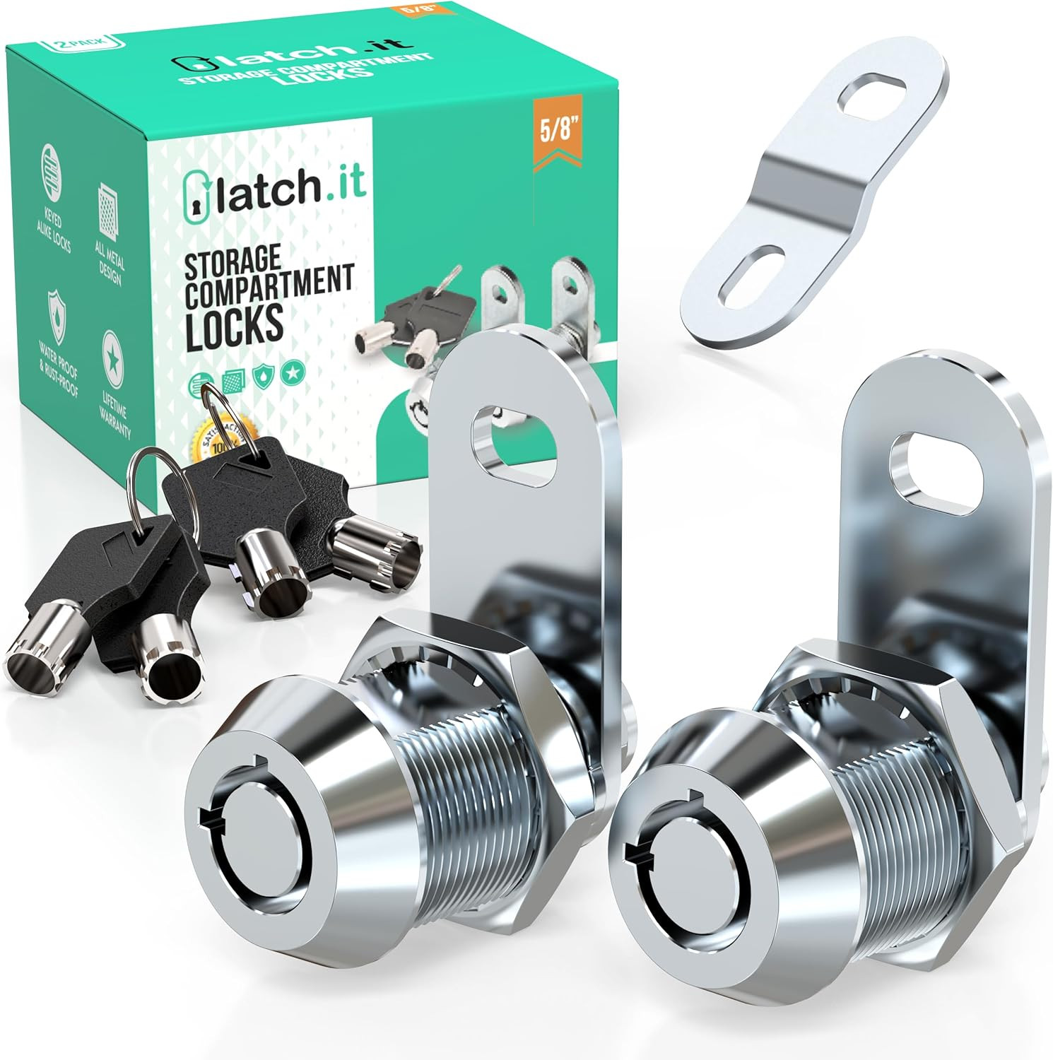 5/8” RV Storage Locks | 2-Pack RV Compartment Locks | 100% Metal RV Locks for St