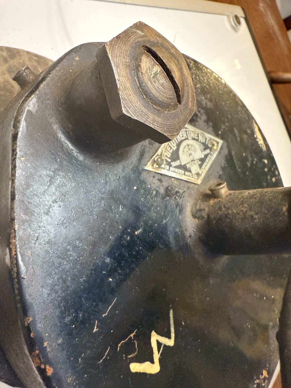 Vintage The Luther Line No. 15 Dimo-Grit Model J Hand Crank Bench Grinder Works