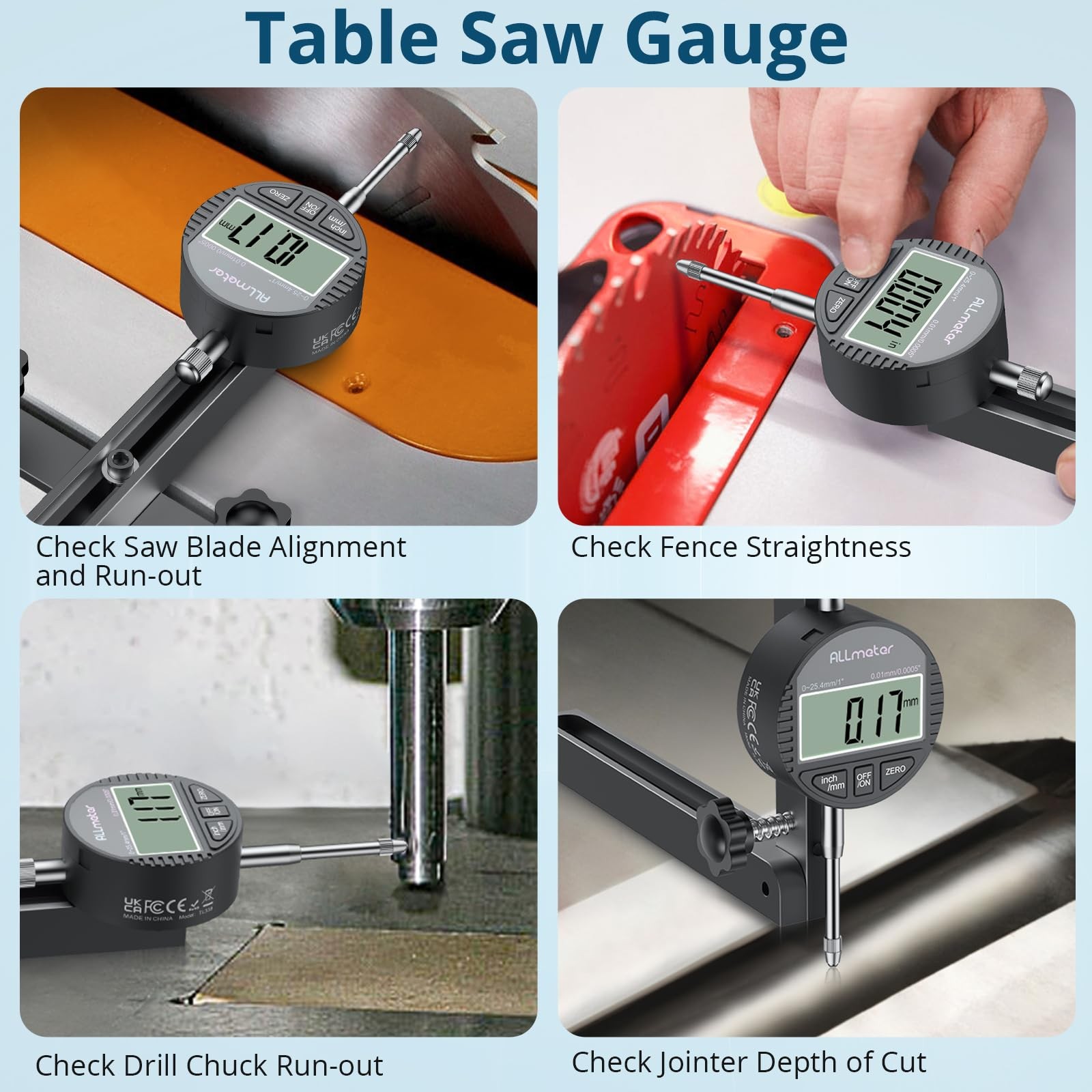 ALLmeter Digital Table Saw Gauge | StraightThrough Chute Design | 0.01mm Prec…