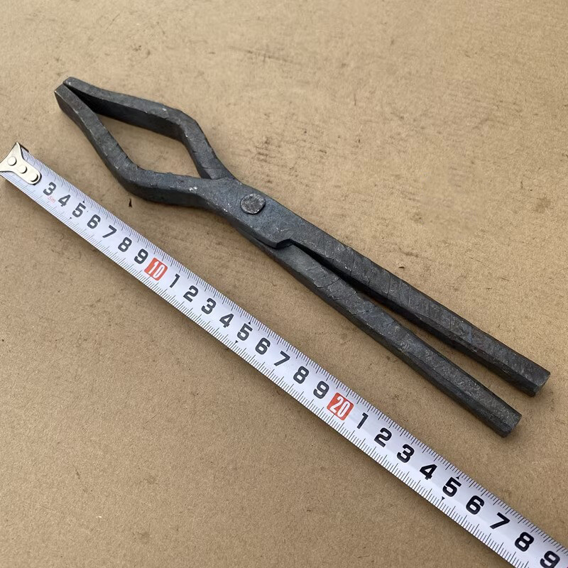 25 CM blacksmith tongs,hand forged tongs for forge anvil vise knnife making T