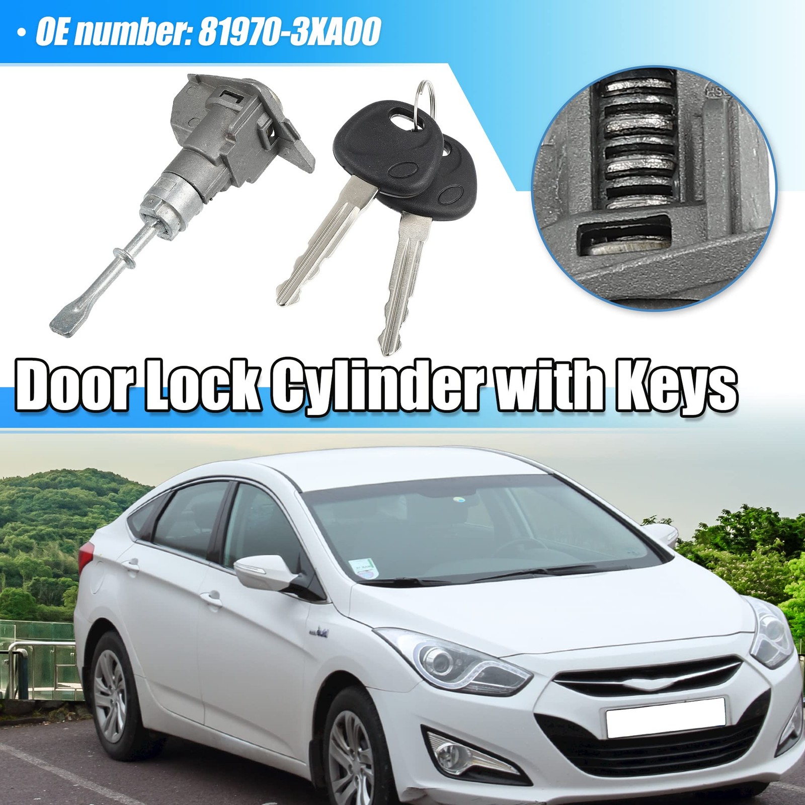 X AUTOHAUX 1 Set Front Door Lock Cylinder Kit 4.09″ x 1.99″, Silver Tone