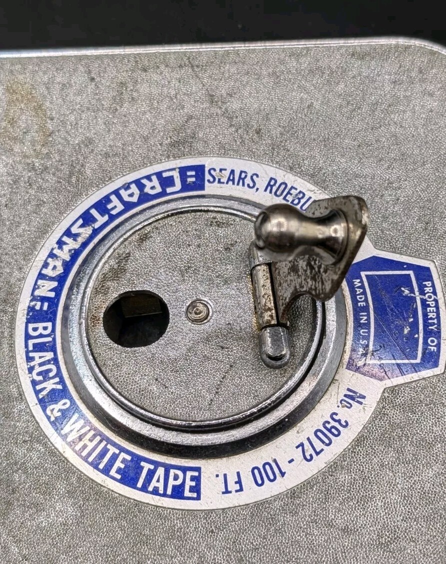 Vtg Sears Roebuck Craftsman USA 39072 100 Ft. Black & White Tape Measure WORKS