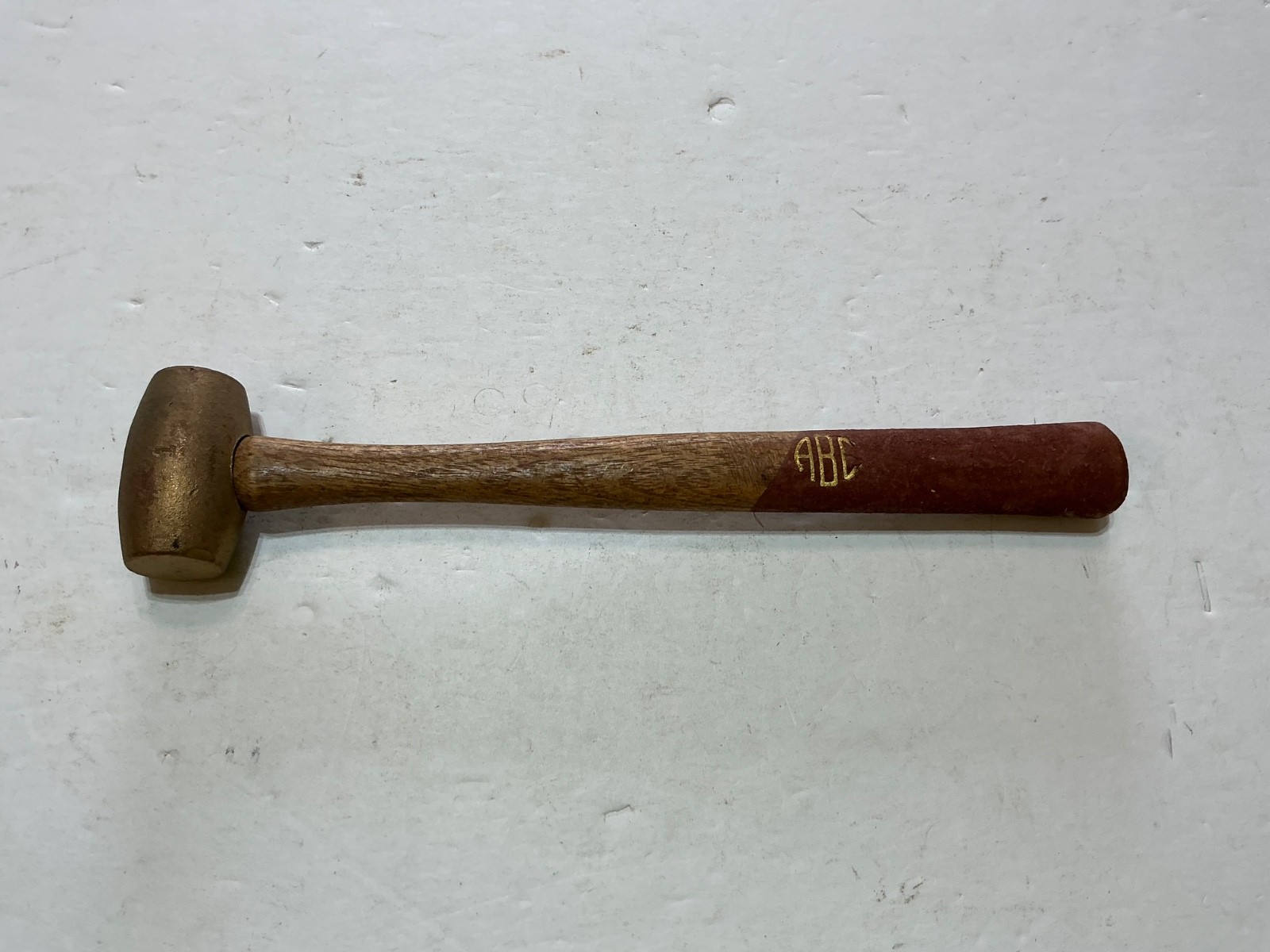 Vtg NOS ABC 1lb bronze/copper non sparking/marring hammer 10″ wood handle