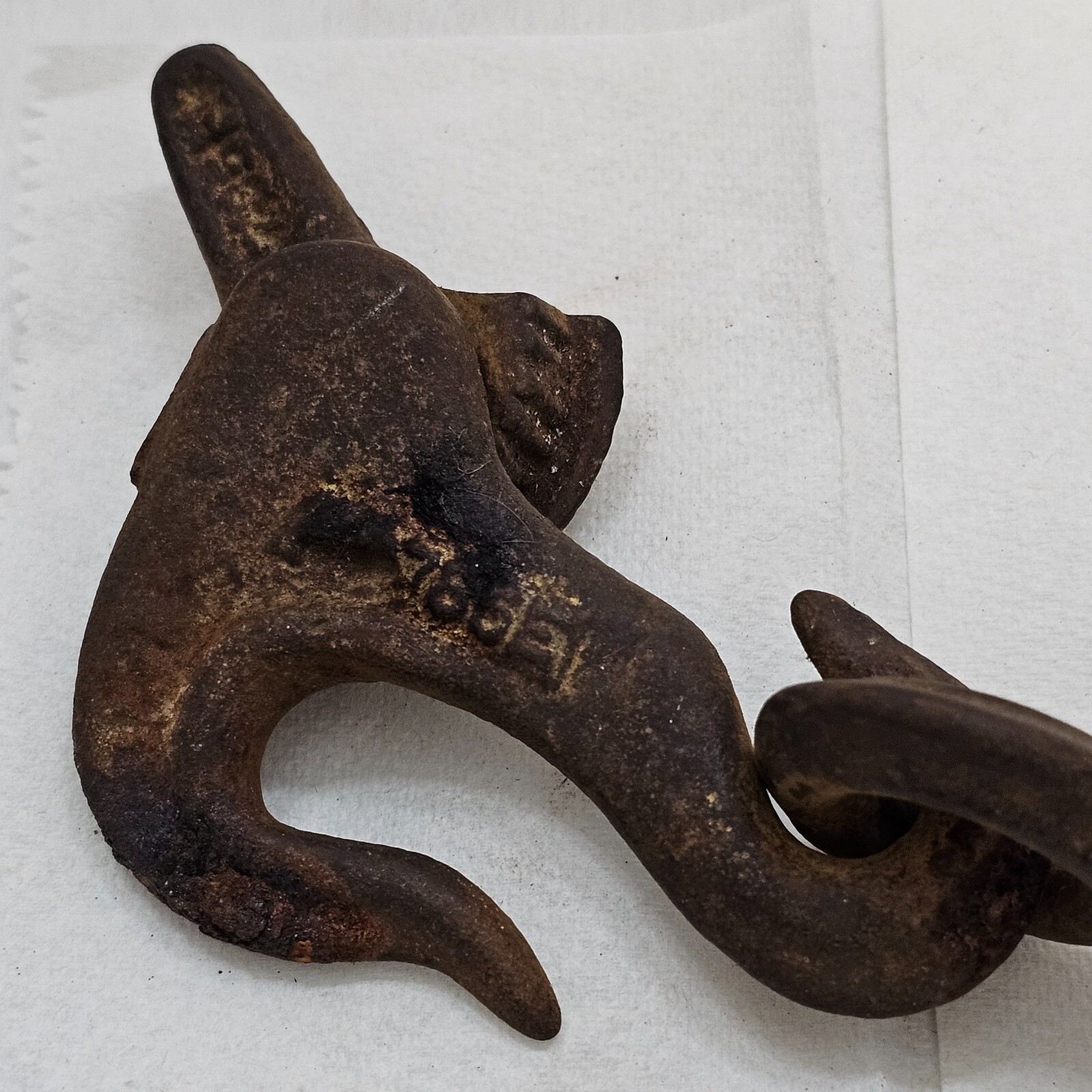 Steel Hook & Pulley System Double Sheave Line Stop Primitive VTG Works Rusty