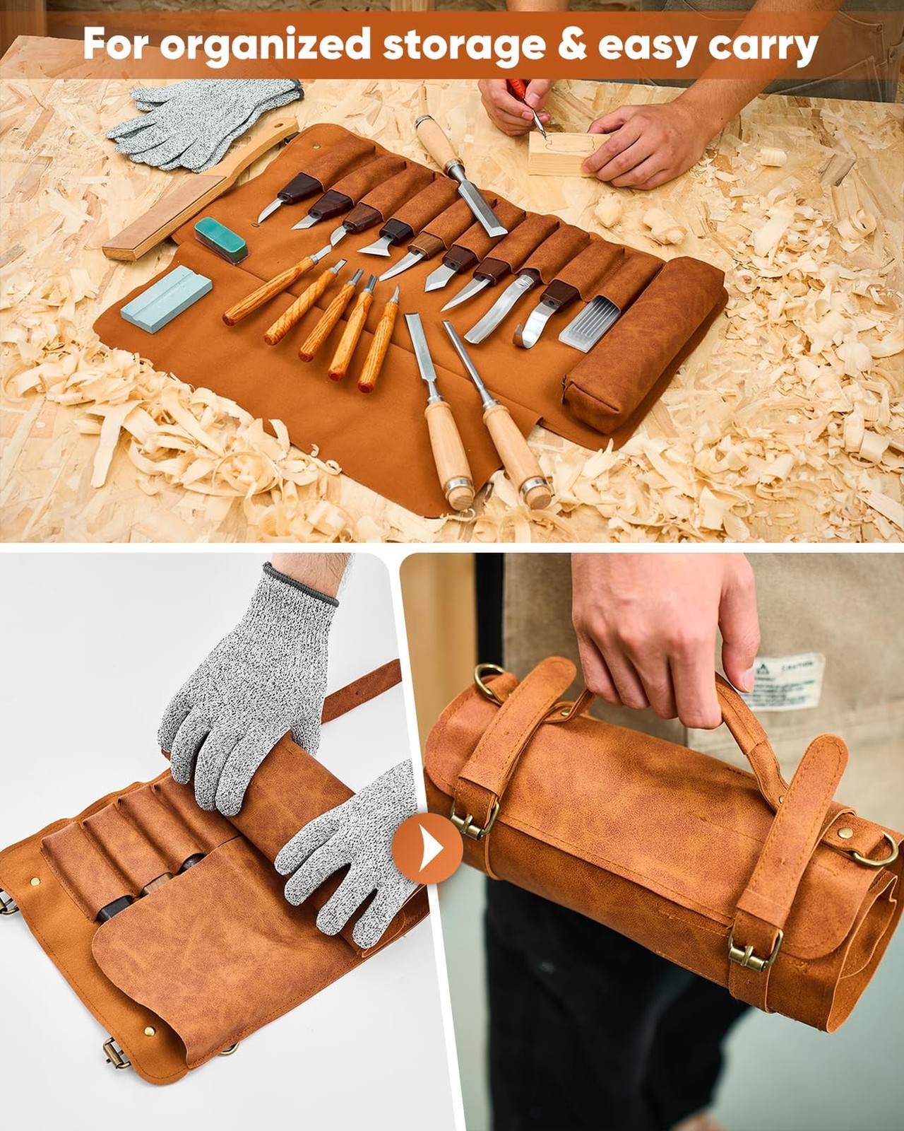 Deluxe Wood Carving Kit, 25 Piece Wood Carving Tools with Thick Leather Stora…