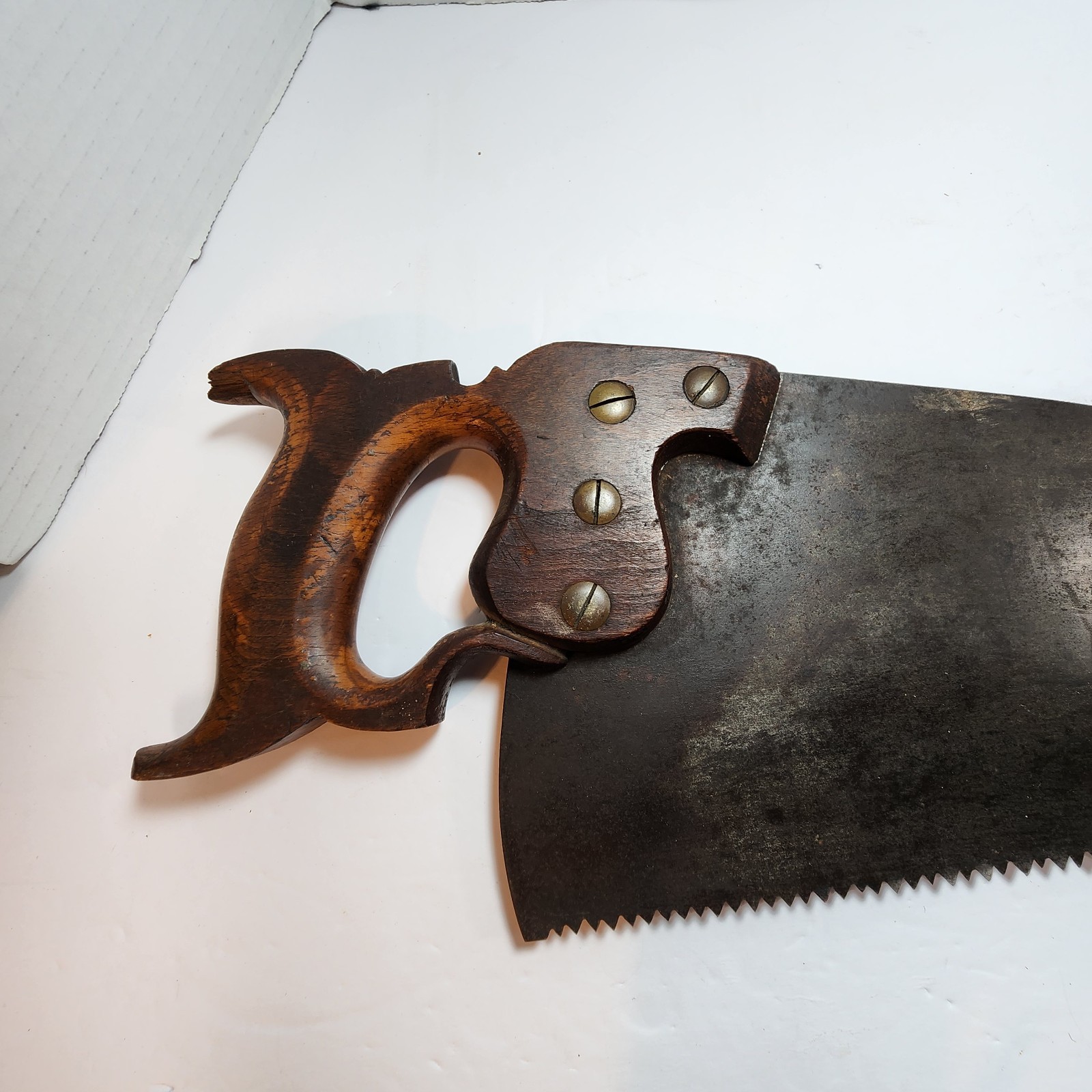 RARE Vintage Antique Geo H Bishop & Co. Hand Saw W/Etching 23.75″ L Woodworking