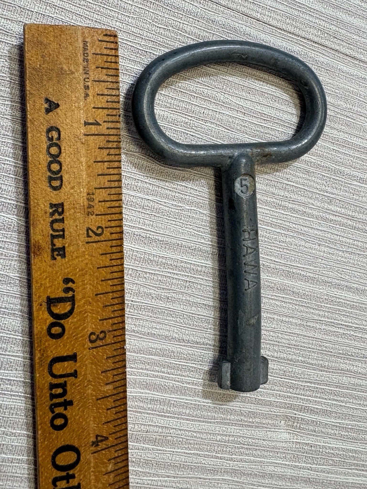 Vintage Industrial Enclosure Key HAWA brand No. 5 Electrical Cabinet/Machinery