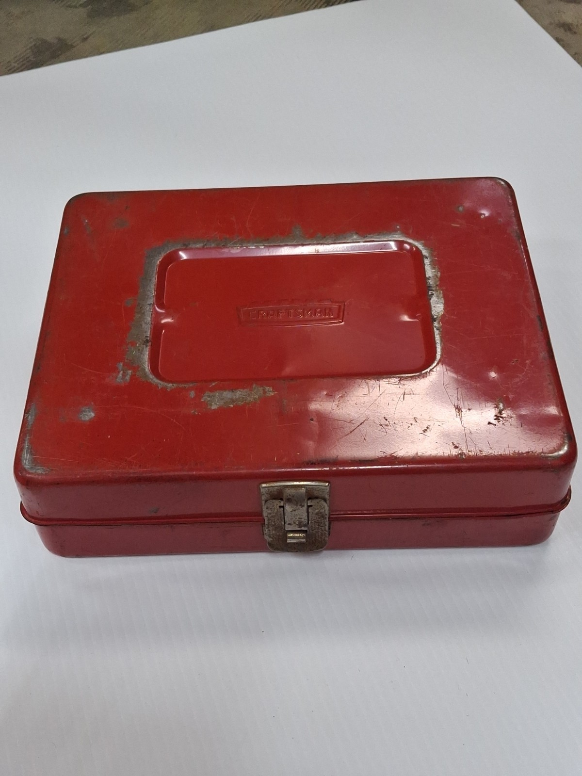 Vintage 60s Crown Craftsman Logo Steel Red Toolbox- 11″ x9″
