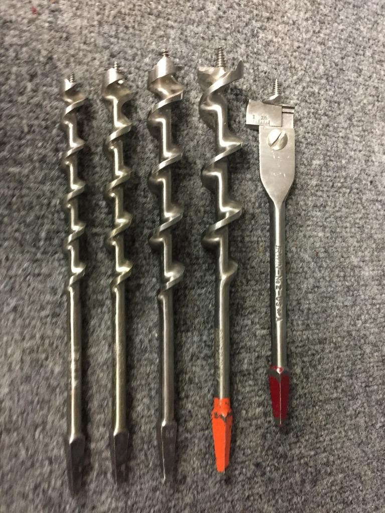 Snell 16/16 1″ & Irwin # 8 10 – 13 Auger Bits & No 2 Expansive Auger Drill Bit