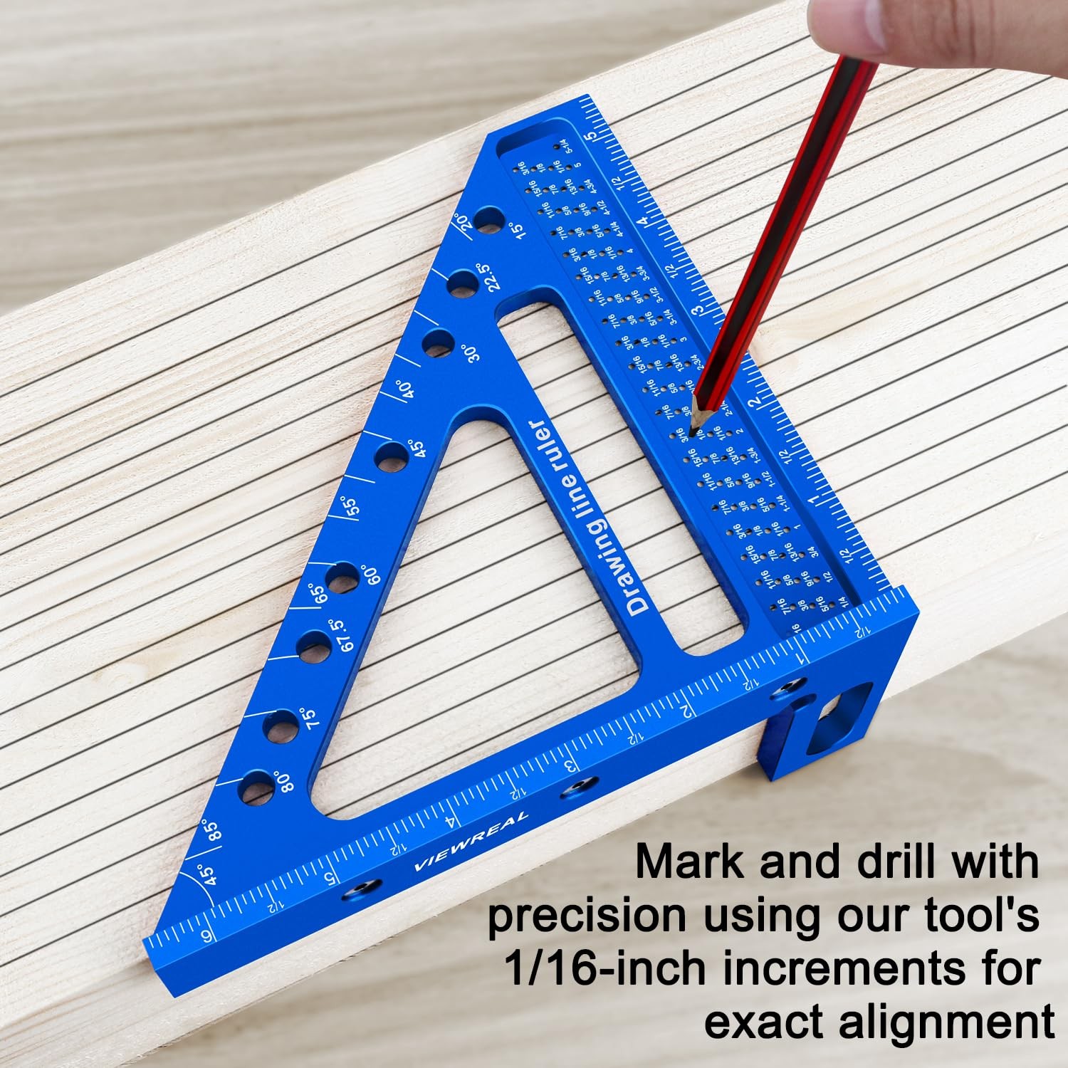 ViewReal Quick-Set 3D Measuring Square – Multi-Angle Carpenter’s Tool Blue
