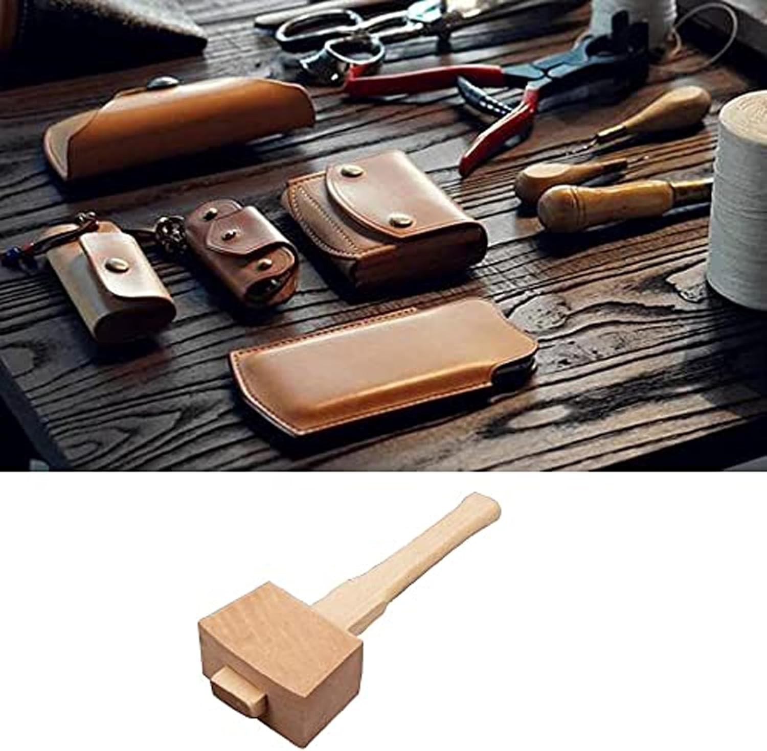 Wooden Mallet Hammer with Handle Wooden Woodworking Mallet Carpenters Mallet for