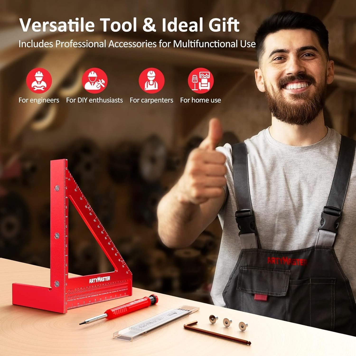 Durable 8 Inch Measuring Square Ruler – Ideal for Woodworking & DIY Projects