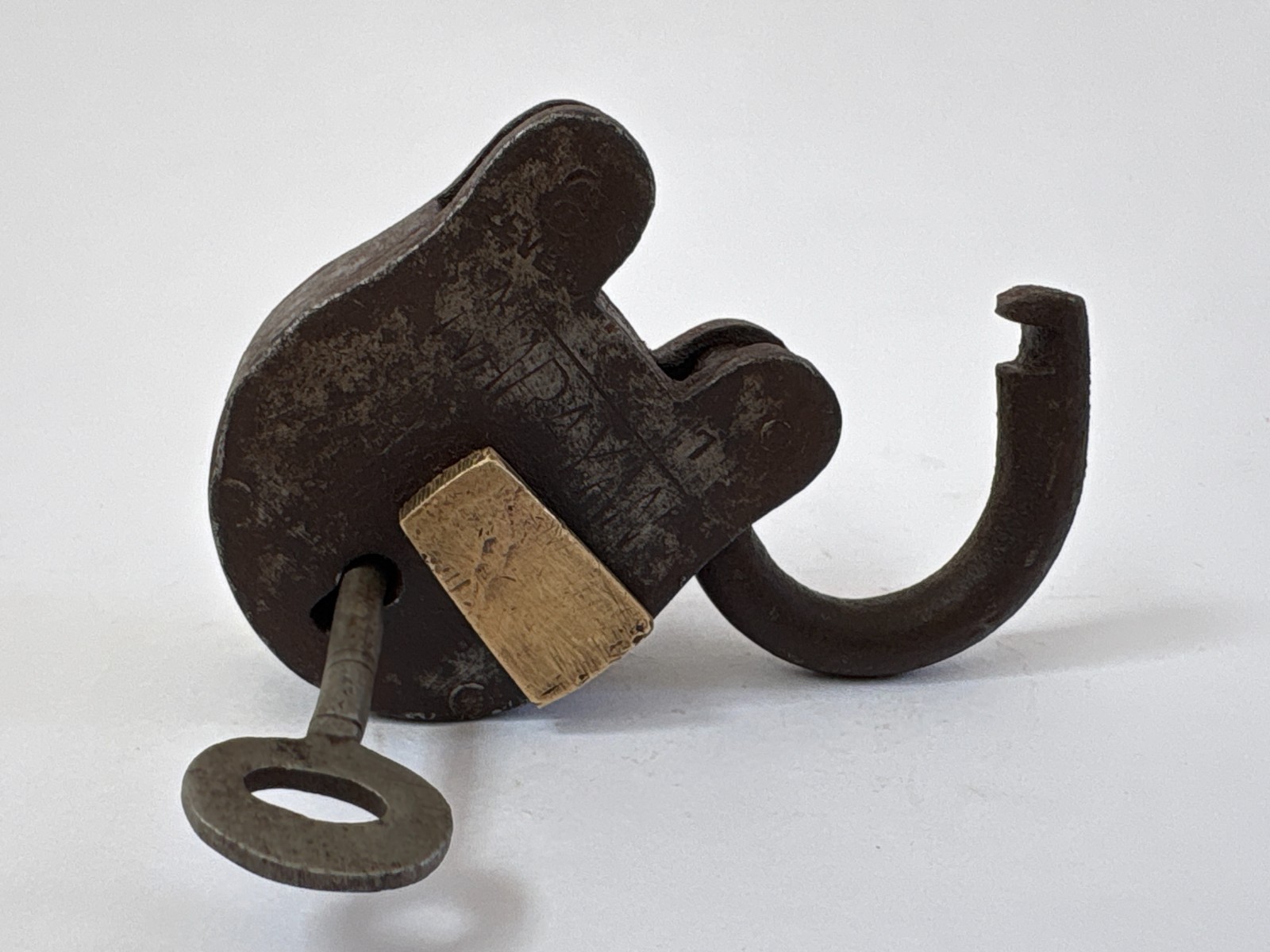 Vintage Brass Tag Iron Padlock Decorative Collectible Working Original Key