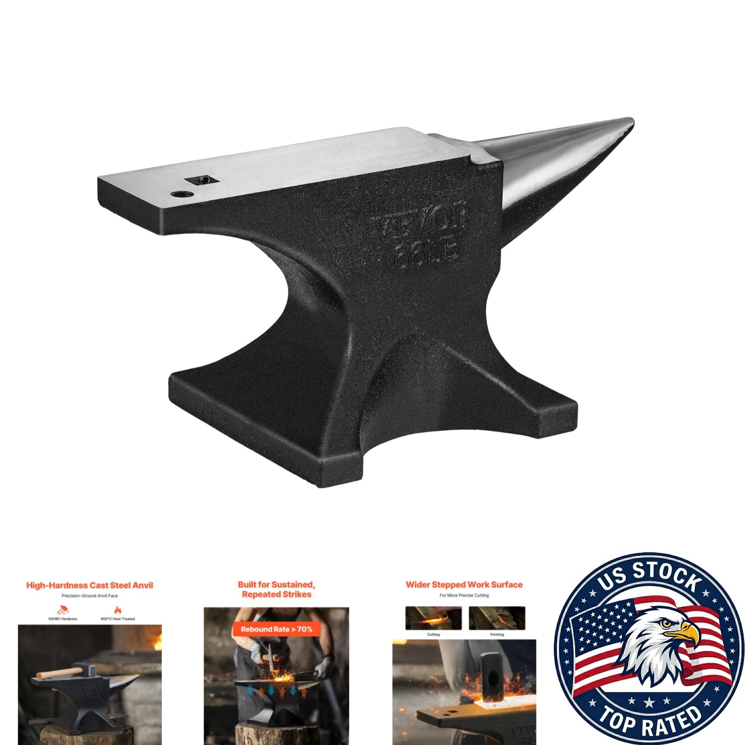 Large Countertop Cast Steel Anvil with Pritchel & Hardy Hole – For Metal Bending