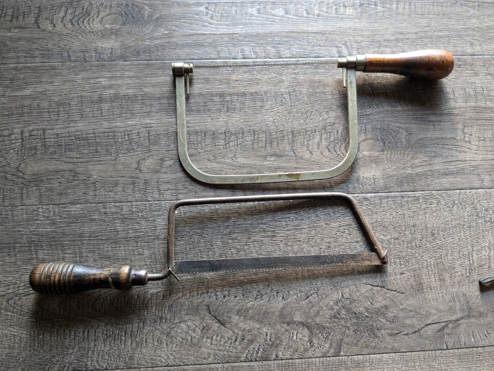 Lot of 2 Vintage Wood Handle Small Saws: Trojan A.S. & Co. USA & Unmarked
