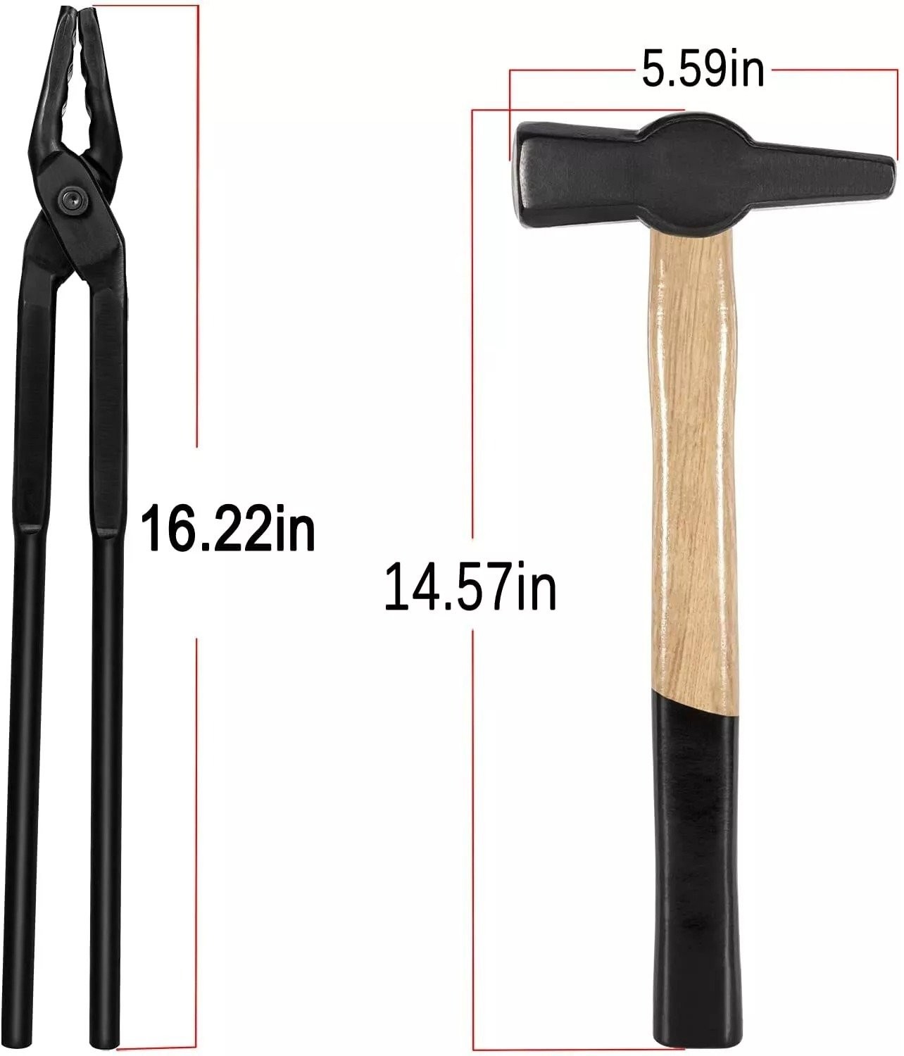 16″ Wolf Jaw Tong+1KG Hammer Blacksmith Knife Making Metal Forge Vise Tool 2PCS