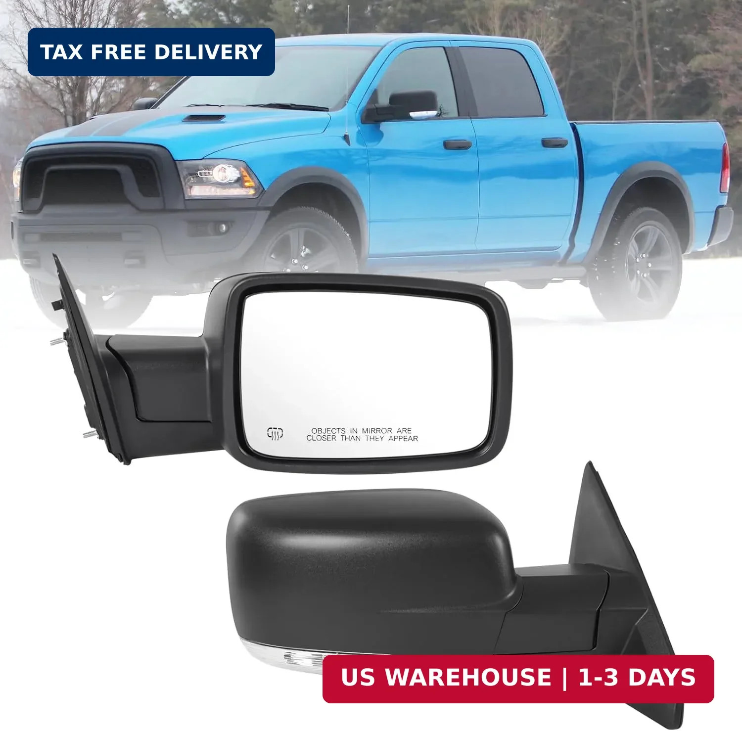 Right Passenger Side Door Mirror Compatible with 2009-2018 Ram 1500 2010-2018 Ra