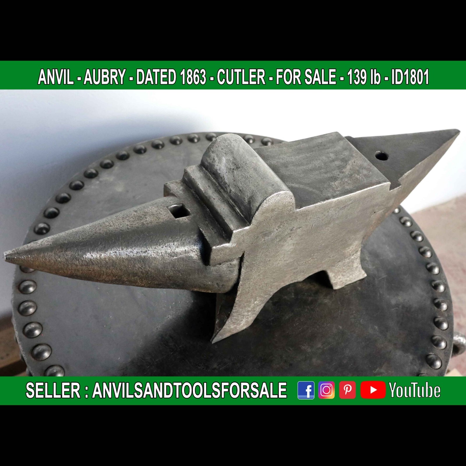 ANVIL – AUBRY – DATED 1863 – CUTLER – 139 lb – ID1801