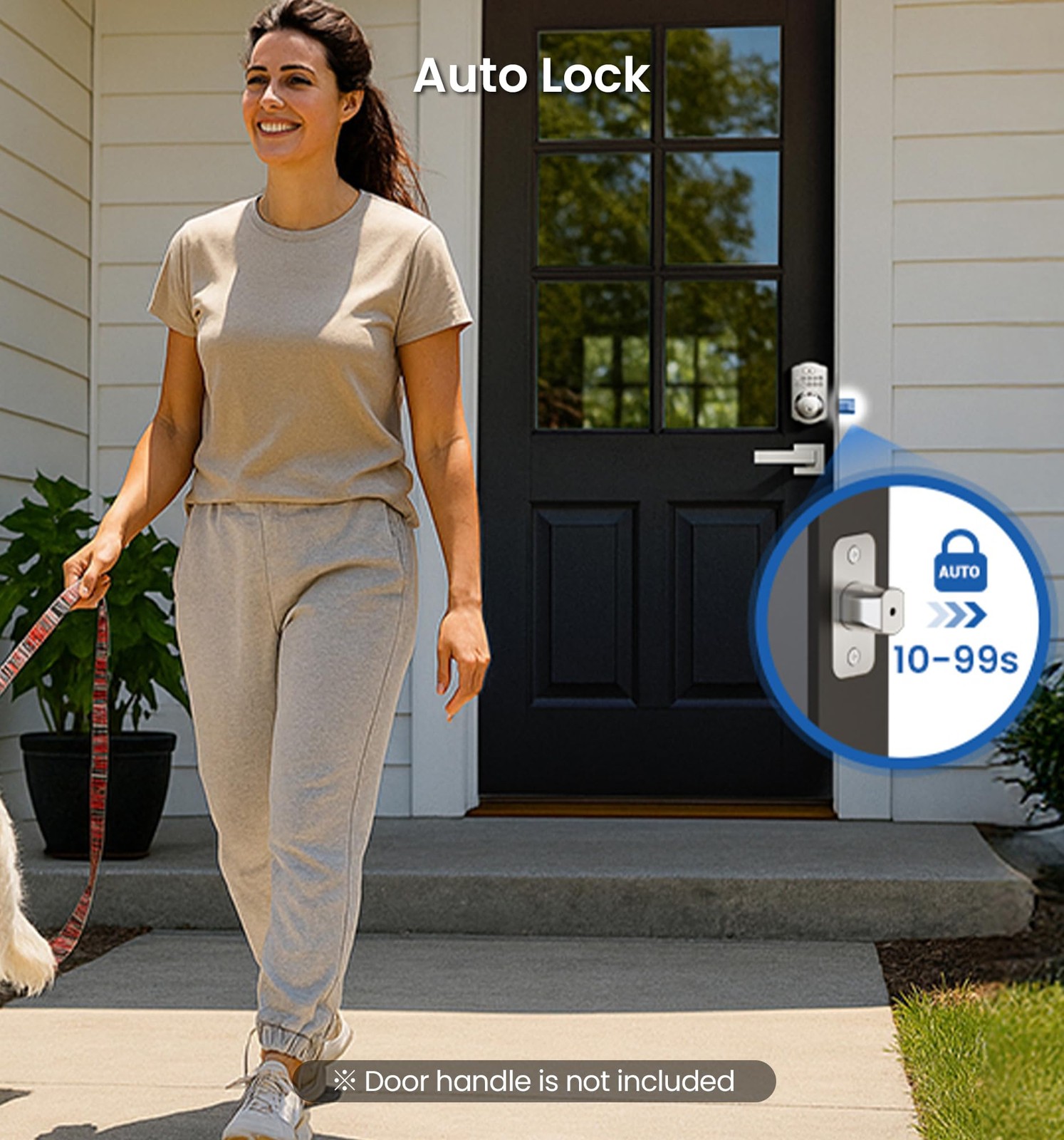 Veise KS02A Fingerprint Keyless Entry Door Lock, Auto Satin Nickel