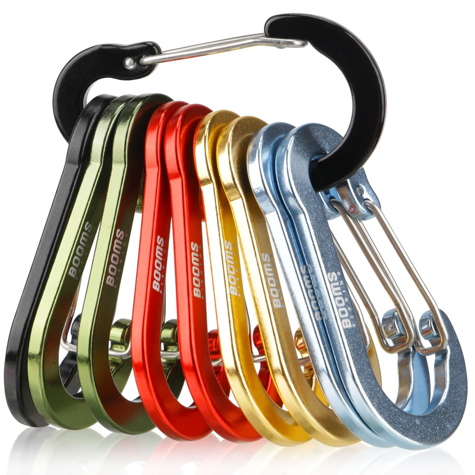 Booms Fishing CC5 Multi-Use Carabiner Clips, 10 Pack 2.7″ Small Caribeener Cl…