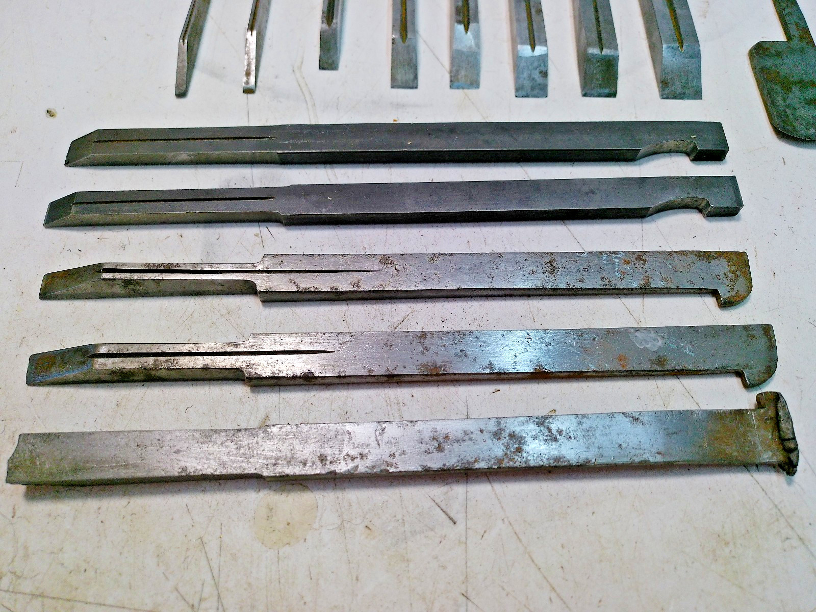 ANTIQUE PLOW PLANE IRONS 6 HEARN & HAW BROS 1-8 PUS OTHERS NOT MARKED.