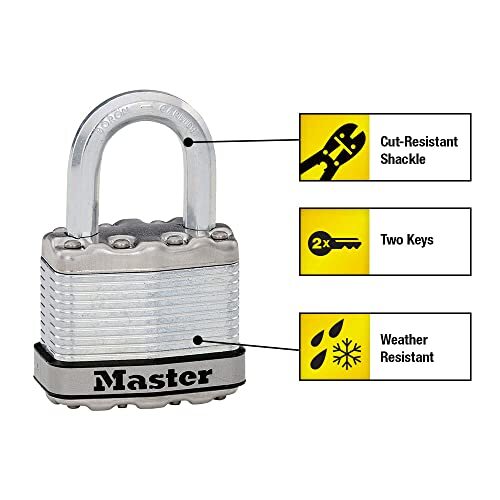 Heavy Duty Steel Padlock with Key Dual Armor 1 3 4 Inch Outdoor Lock