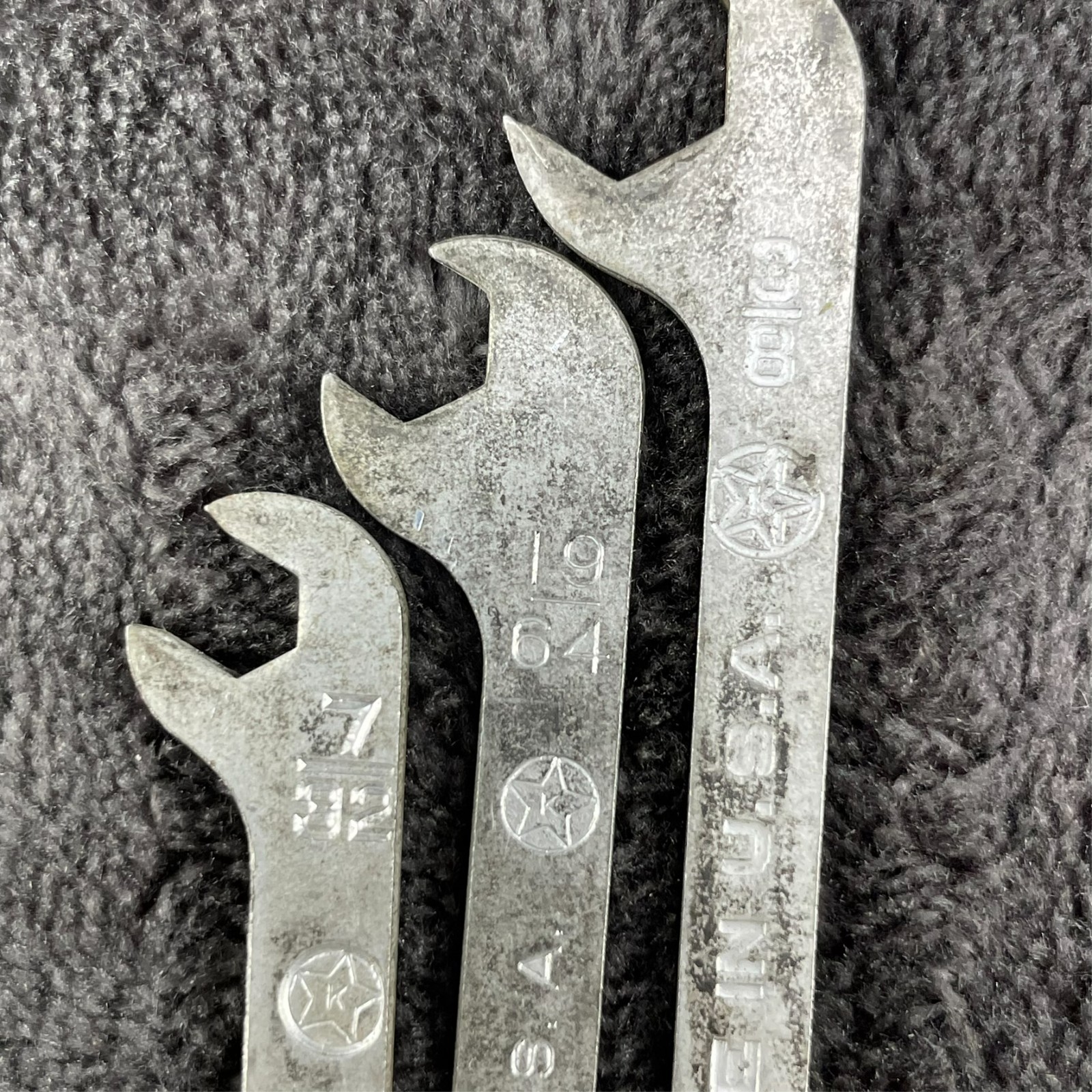 Vintage K Star USA Flat Service Wrench Lot 1964 Industrial 7/32 19/64 3/8