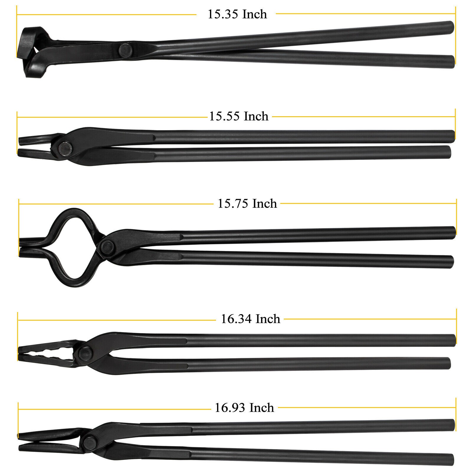 Blacksmith Tongs Tools Set Flat Tongs & Square Jaw Tongs Bolt Tongs Blade Tongs